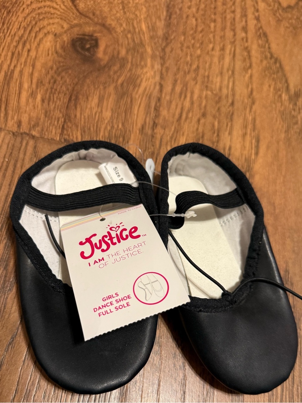 Justice Girls Ballet Shoes for Dance Class, Leather Sole with Adjustable Strap